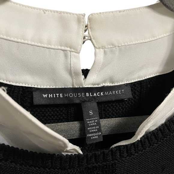 WHBM Black Sequin Sweater with Long Sleeve Chiffon Attached Top Size S - Picture 4 of 4